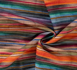 Deadstock linen viscose blend fabric, multicoloured