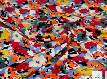 Deadstock viscose challis fabric, blue