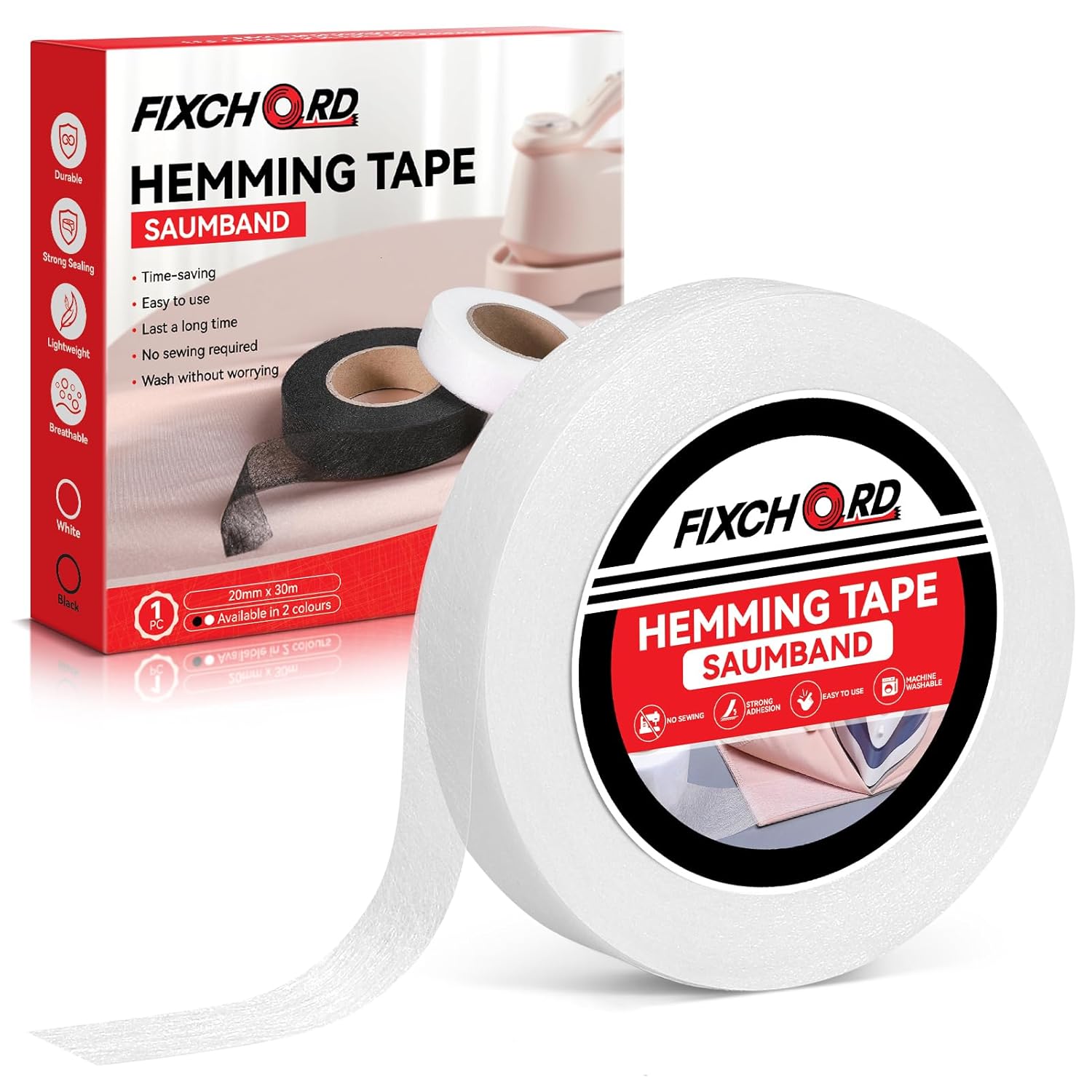 Iron-on hemming tape, no-sew fusible fabric tape