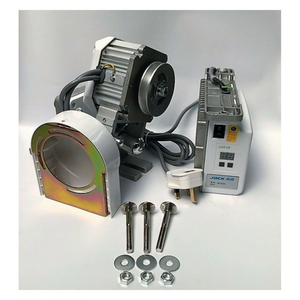 Jack JK-563A energy-saving servo motor for a sewing machine, with belt guard and mounting bolts