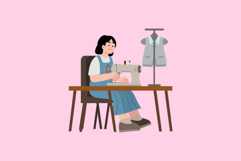 woman sewing an outfit