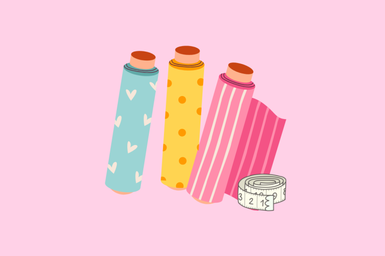 rolls of fabric and measuring tape
