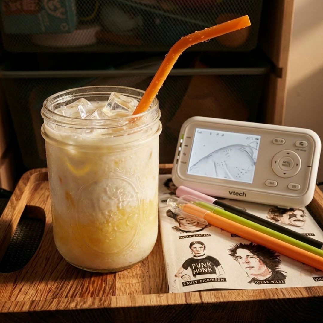 Virgin piña colada smoothie in a glass with fresh pineapple, made with coconut milk and lime