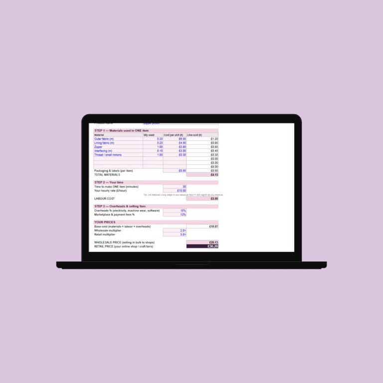 laptop with pricing calculator on it